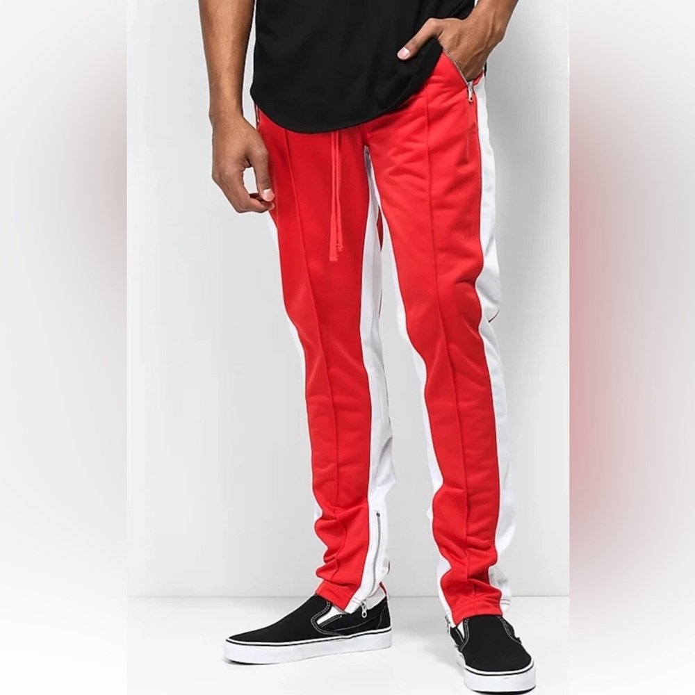 Ninth Hall Red & White Zip Track Pants | Size XL
